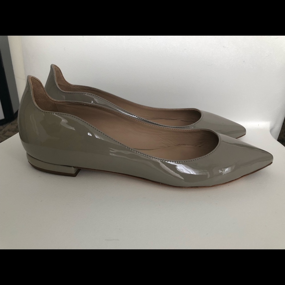 M. Gemi Taupe Patent Leather Pointed Flats 7 1/2
